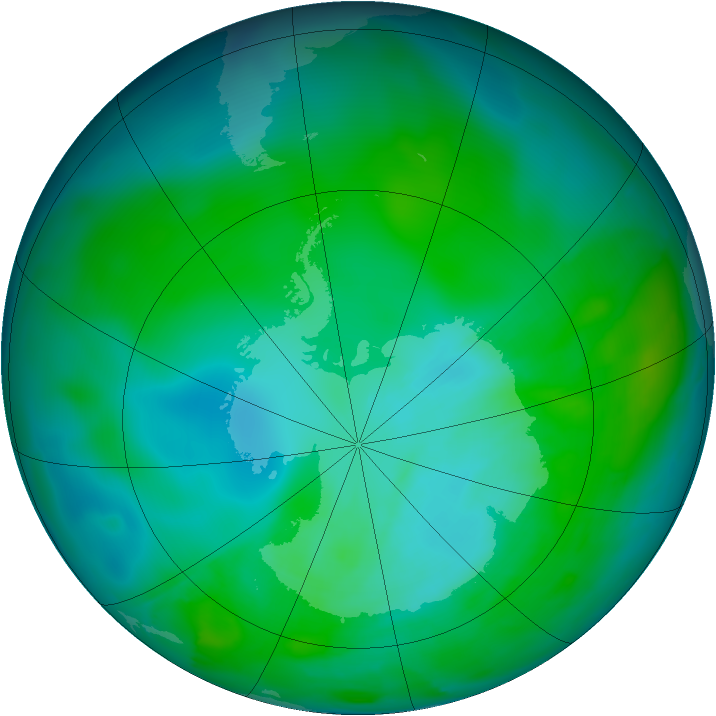Antarctic ozone map for 10 January 2013